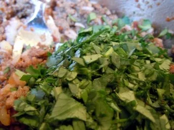 Hackfleisch-Pesto-Päckchen mit Joghurt-Minz-Sauce - Rezept - Bild Nr. 5