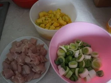 Hähnchen-Ragoutpfanne mit Mango und Bandnudeln - Rezept - Bild Nr. 3