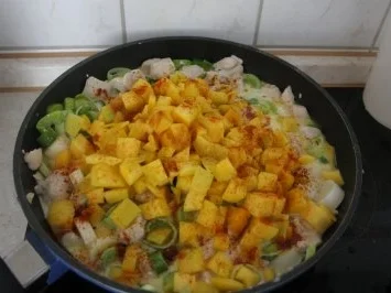 Hähnchen-Ragoutpfanne mit Mango und Bandnudeln - Rezept - Bild Nr. 5