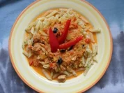 Rezept: Penne Riagte mit sahniger Paprika-Thunfisch-Sauce; hot Penne Riagte mit sahniger Paprika-Thunfisch-Sauce; hot - Rezept