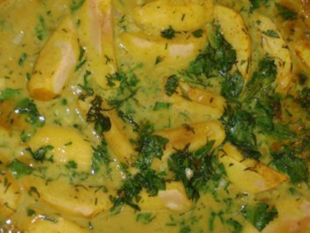Fisch : Pangasius in Currysoße und Apfel mit viel Kräuter, serviert mit Basmati-Kokos-Reis - Rezept - Bild Nr. 6