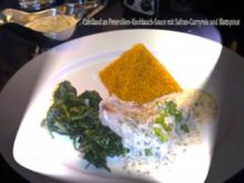 MIKROWELLENDAMPFMENU - Cabillaud an Kraeuter-Sauce mit Safran-Curryreis und Blattspinat - Rezept