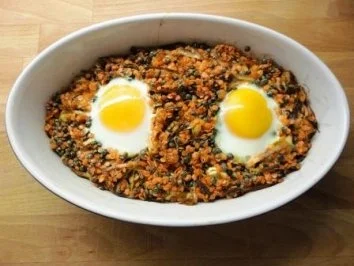 Ofenguck mit roten und grünen Linsen - Rezept