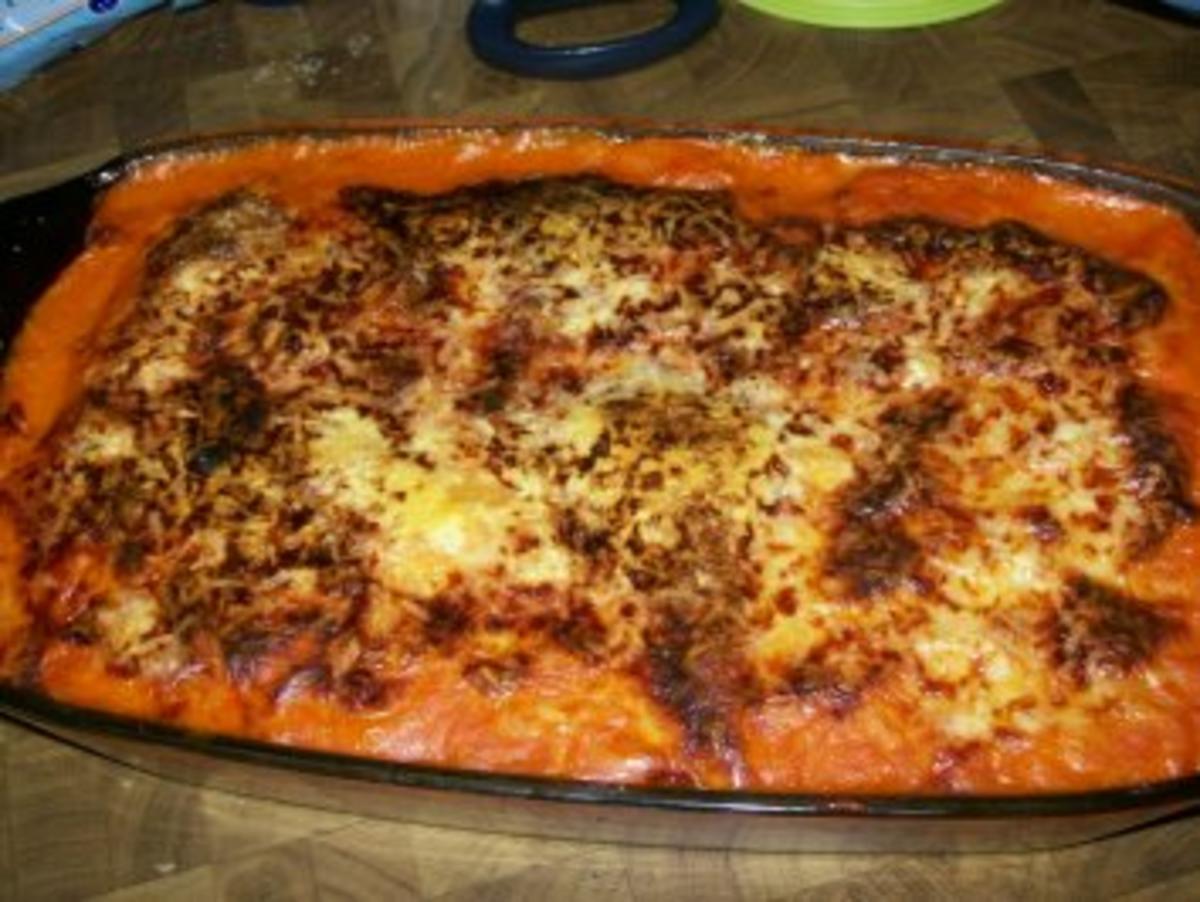 Bilder für Eiercannelloni Auflauf mit Hack-spinat-frischkäse füllung - Rezept