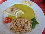 Kabeljaufilets auf Bananen- Curry- Safransoße... - Rezept