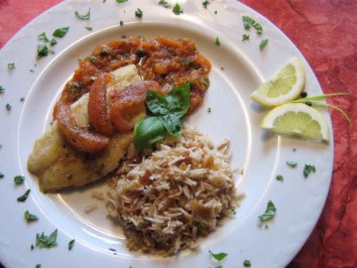 Kabeljaufilet auf Tomatensugo... - Rezept