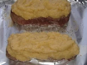 Gratiniertes Kalbssteak mit mediterranen Kartoffelpürree - Rezept - Bild Nr. 4