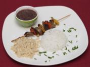 Fleischspieße mit schwarzen Bohnen, Farofa und Reis à la Brasil (Jana Ina) - Rezept