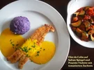 Rezept: Seelachs auf Safranspiegel und violettem Pourrée Seelachs auf Safranspiegel und violettem Pourrée - Rezept