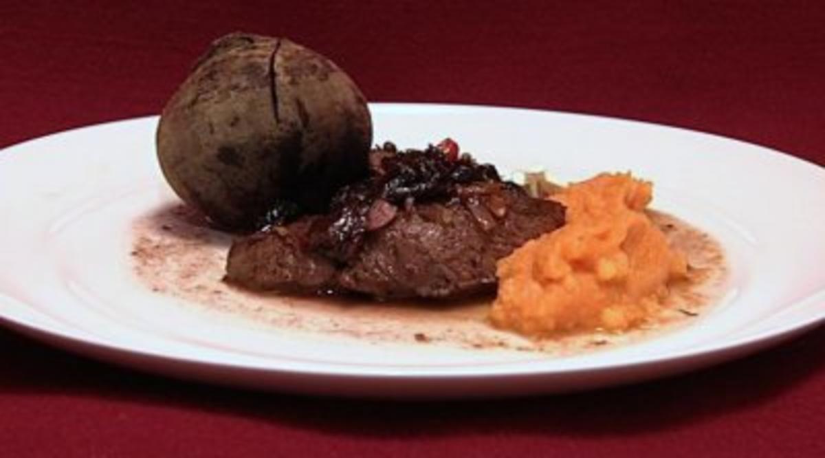 Steaks von Strauß und Känguru mit Kürbis-kartoffelpüree (Froonck ... Steaks von Strauß und Känguru mit Kürbis-kartoffelpüree (Froonck ...