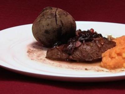 Steaks von Strauß und Känguru mit Kürbis-kartoffelpüree (Froonck Matthée) - Rezept