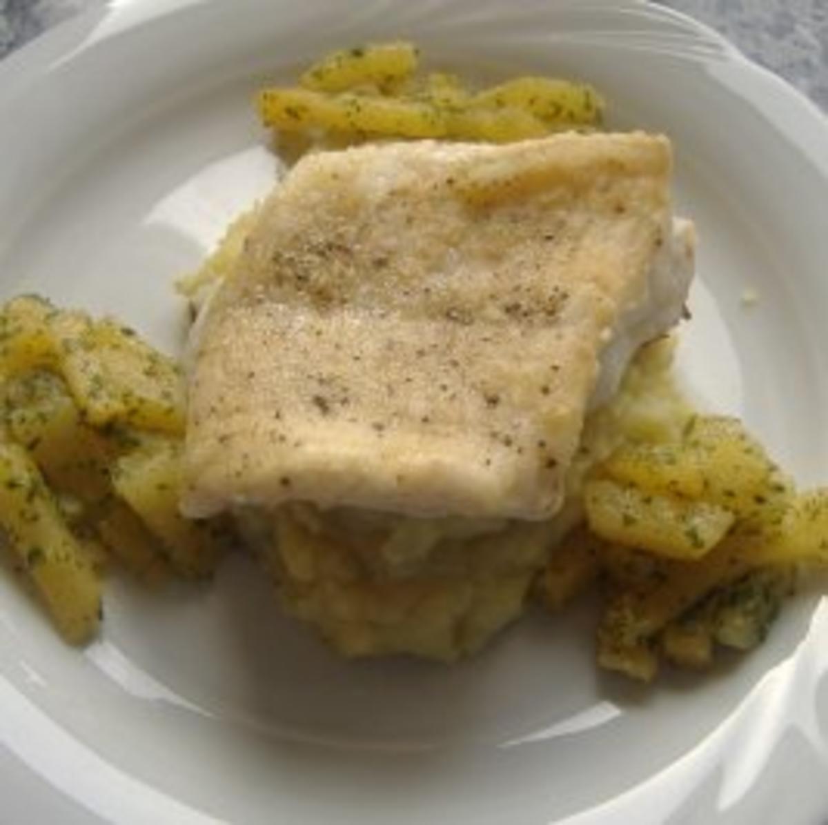 Steinbeisserfilet auf Kartoffel-Fenchel-Püree und Steckrüben - Rezept