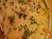 Fisch: Edler Fischauflauf  mit überbackenem Trüffelpüree - Rezept