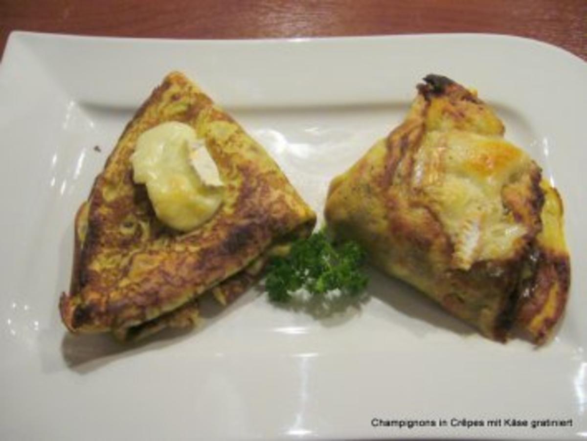 Bilder für Champignons in Crêpes mit Käse gratiniert - Rezept