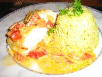 Rezept: Hähnchenbrüstchen in Paprikasahne an Basmatireis Bild Nr. 2 Hähnchenbrüstchen in Paprikasahne an Basmatireis - Rezept - Bild Nr. 2