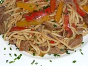 Gemüse - Leber mit Spaghetti - Rezept
