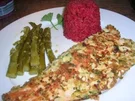 Rezept: Forellenfilets mit Mandelkruste an grünem Spargel und Rote Beete Reis Forellenfilets mit Mandelkruste an grünem Spargel und Rote Beete Reis - Rezept