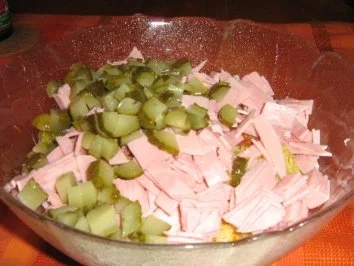 Rezept: Reissalat mit Schinken, Salami und Mandarinen Bild Nr. 3 Reissalat mit Schinken, Salami und Mandarinen - Rezept - Bild Nr. 3