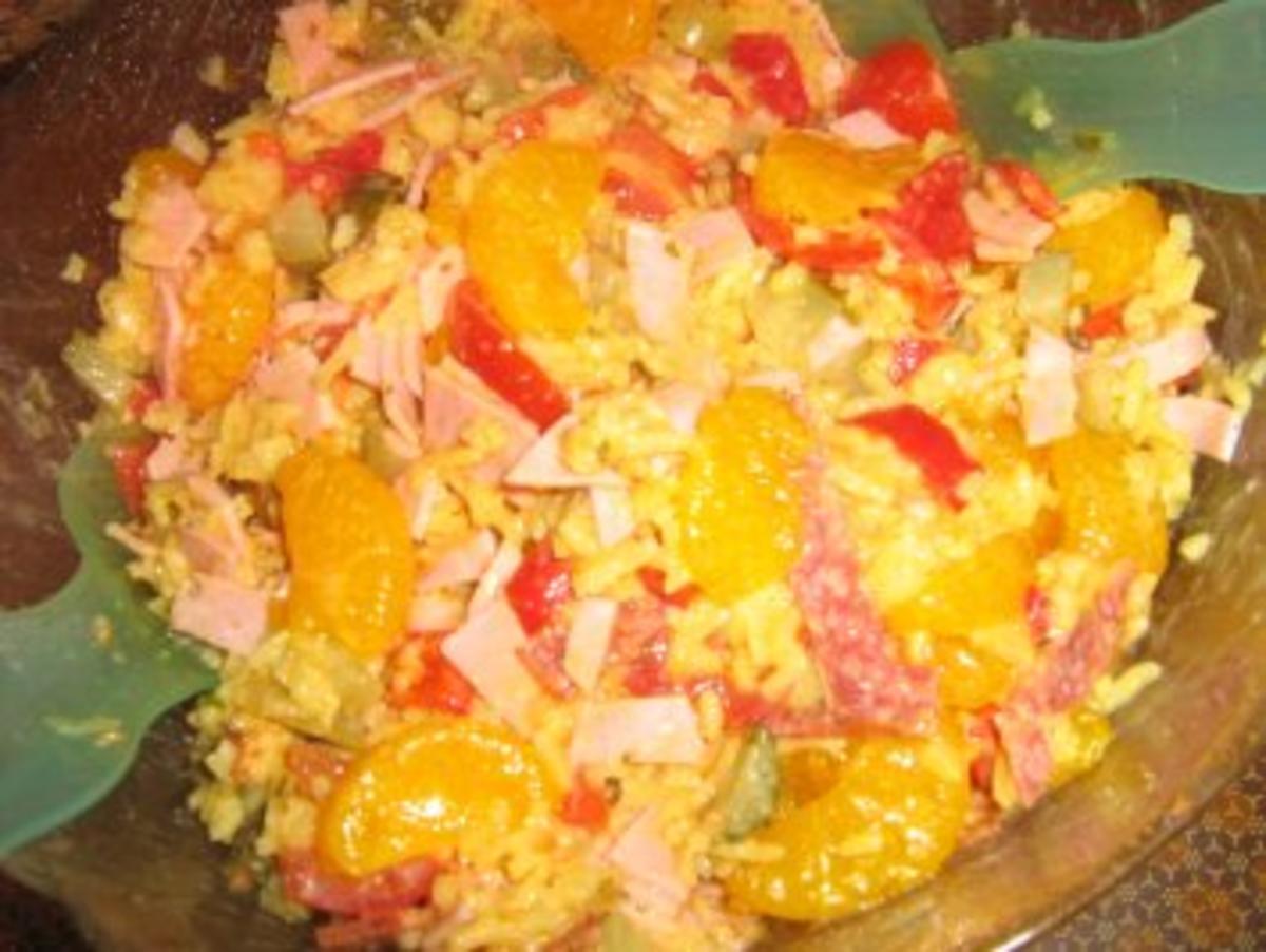 Reissalat mit Schinken, Salami und Mandarinen - Rezept - Bild Nr. 5