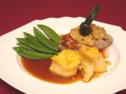 Milchkalbsrücken mit Olivenkruste und Polenta-Auflauf - Rezept