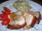 Spanferkel-Krustenbraten mit lauwarmem Kartoffelsalat (deftige Hausmannskost: unsere Art) - Rezept
