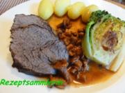 Fleisch:   RINDERBRATEN an Rotweinsauce - Rezept