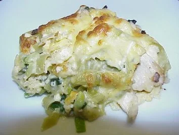 Gratin mit grüner Tagliatelle und Hühnerbrust - Rezept