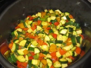 Rezept: Hähnchen-Zweierlei.... auf Zucchini-Paprika-Gemüse Bild Nr. 9 Hähnchen-Zweierlei.... auf Zucchini-Paprika-Gemüse - Rezept - Bild Nr. 9