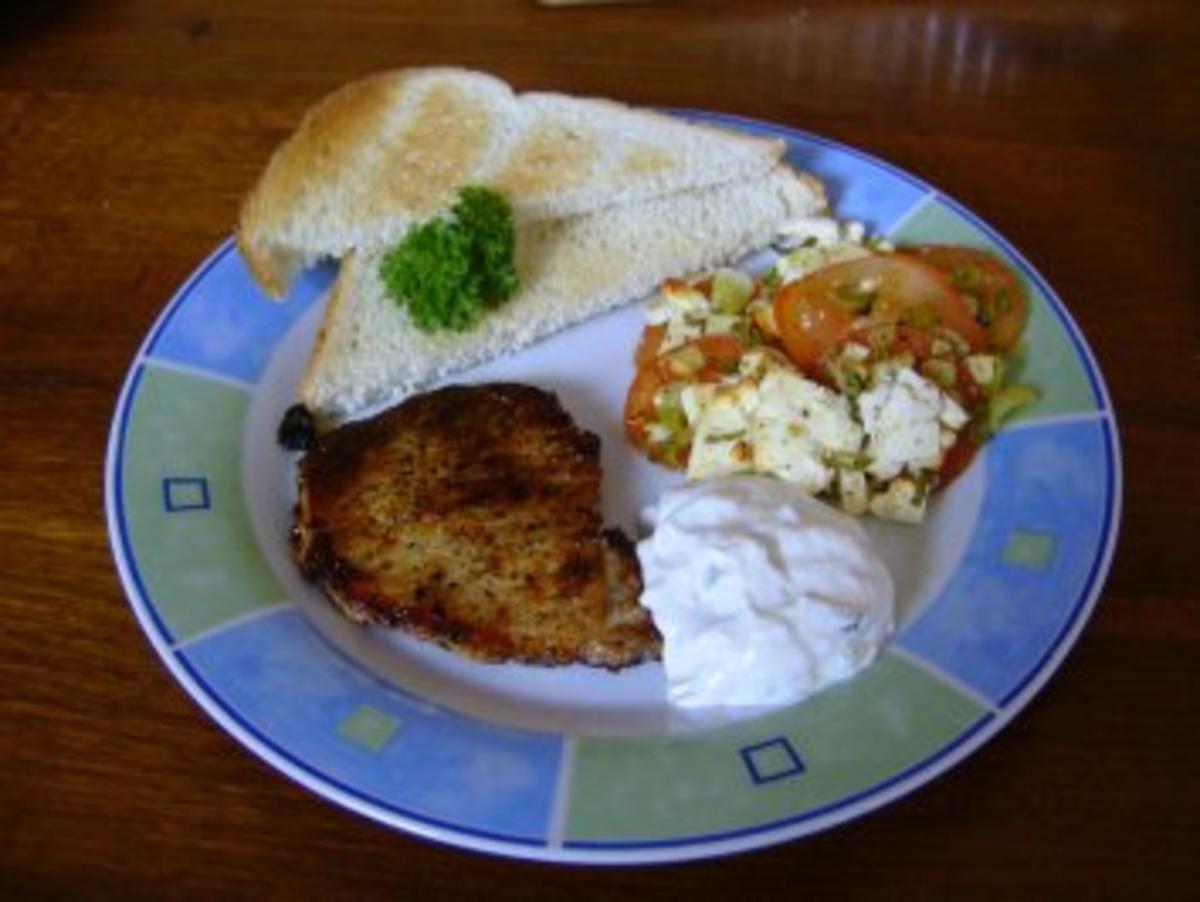 R-G-W gebacken im Ofen, mit Filetsteak & Tzaziki - Rezept