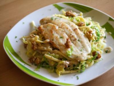 Rezept: Pangasius mit Wirsing-Nuss-Spätzle Pangasius mit Wirsing-Nuss-Spätzle - Rezept
