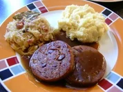 BAKLEVERWORST met Zuurkool en Aardappelpuree - Rezept