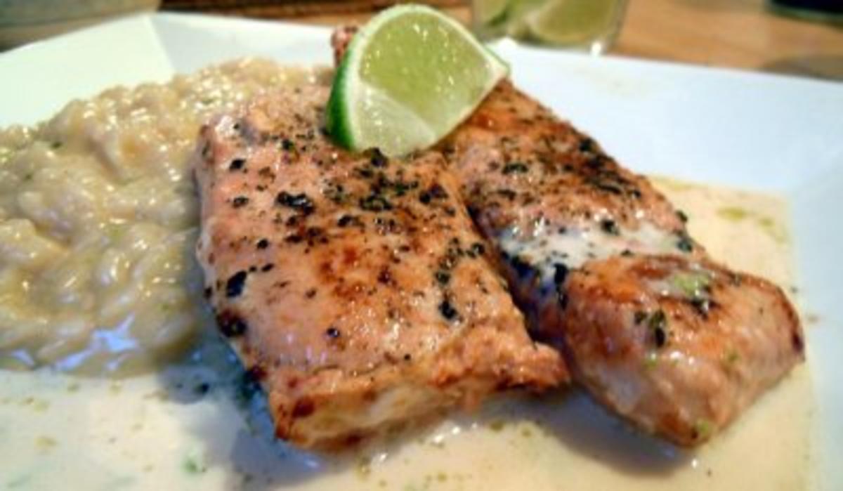 Wildlachsfilet mit Limettenrisotto und Limettenschaum - Rezept - kochbar.de