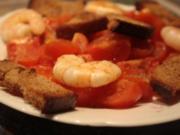 Tomaten-Garnelen-Teller mit Brotstreifen - Rezept