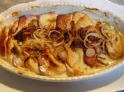 Laugenbrötchen-Gratin mit Fleischkäse - Rezept