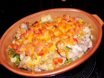 Pasta: Gratinierter Hähnchen-Spargel-Auflauf - Rezept