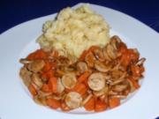 Bratwurst-Gulasch mit Nudeln - Rezept