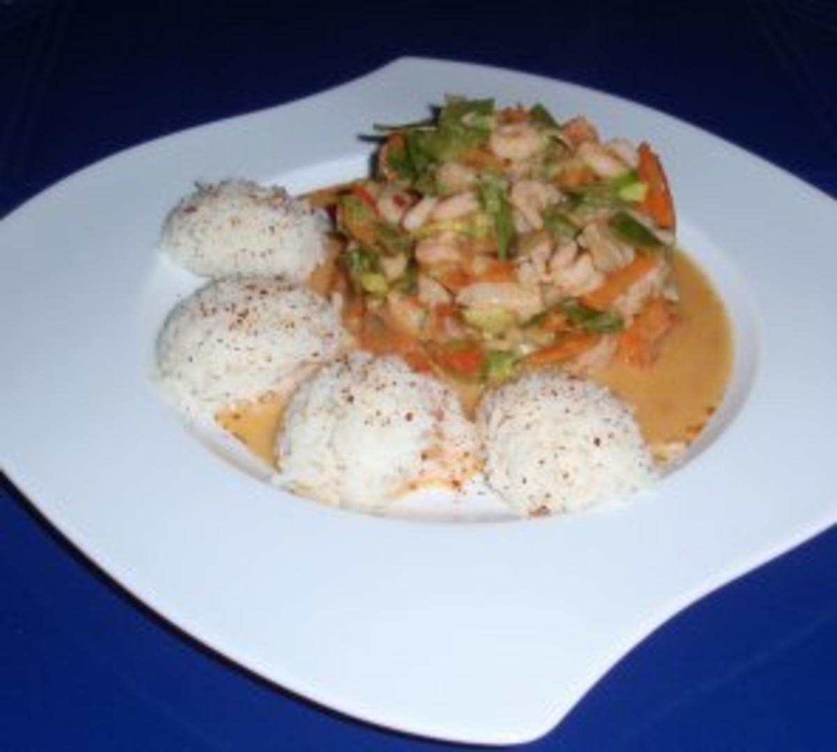 Bilder für Tiefseegarnelen-Gemüsezauber mit Basmati-Reis - Rezept