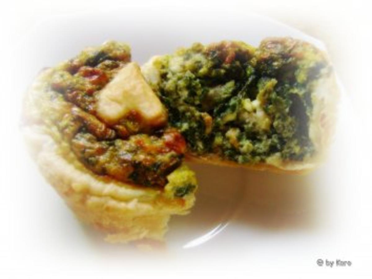 Snacks: Blätterteig Muffins mit Schafskäse und Spinat - Rezept