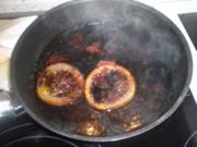 Rotweinsoße mit karamellisierten Orangen - Rezept