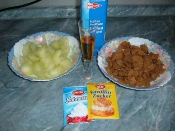 Rezept: Dessert :Keks mit Schwips und Melone Bild Nr. 2 Dessert :Keks mit Schwips und Melone - Rezept - Bild Nr. 2