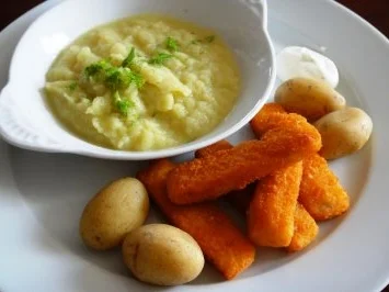 Seelachs-Stäbchen mit Fenchelpürrée  EURO 5,55 für 4 Pers. - Rezept