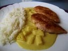 Rezept: Hähnchenbrust mit Ananas- Curry Sahnesauce Hähnchenbrust mit Ananas- Curry Sahnesauce - Rezept