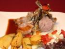 Lammkarree mit Kräuterkruste an Fenchel-Gemüse und Kartoffelecken - Rezept