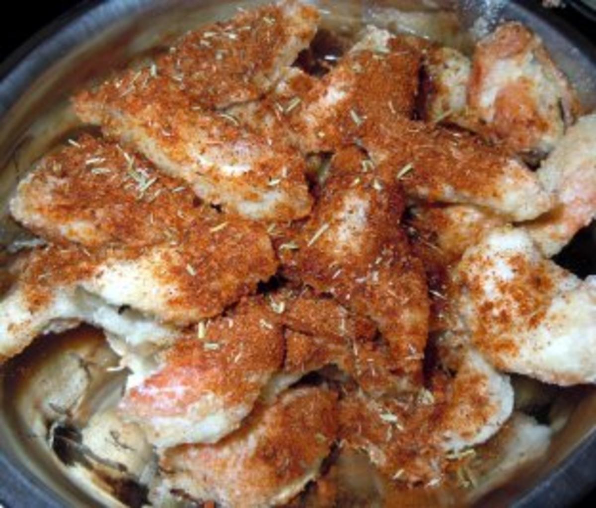 Würziges Hähnchenfleisch mit Pommes Frites und Tzatziki - Rezept - Bild Nr. 9