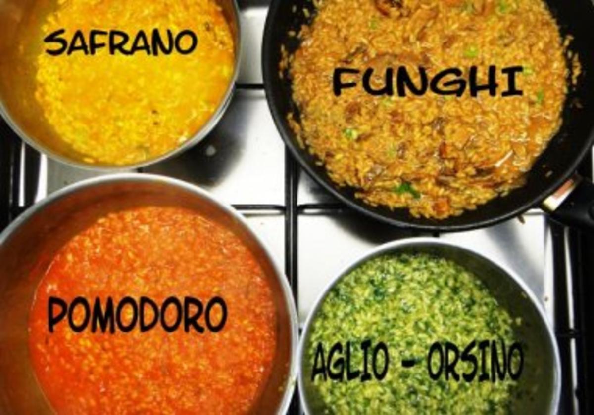Quatro Risotti Funghi-Safrano-Pomodoro-Aglio-Orsino - Rezept - Bild Nr. 2