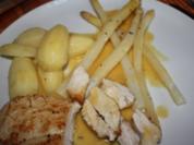 Hähnchenbrust mit Spargel an Vanille-Orangen-Butter-Sauce - Rezept