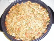 Gebratene Nudeln mit Huhn - Rezept