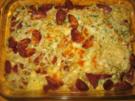 Tagliatellen-Auflauf mit Knoblauchwurst - Rezept