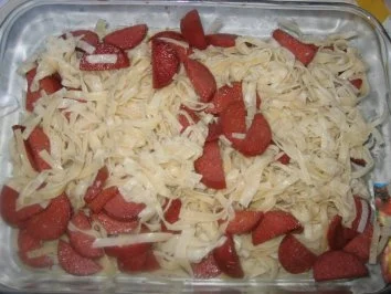 Rezept: Tagliatellen-Auflauf mit Knoblauchwurst Bild Nr. 5 Tagliatellen-Auflauf mit Knoblauchwurst - Rezept - Bild Nr. 5