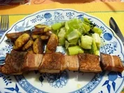 Fleischkäse-Bauchspeck-Spieß - Rezept